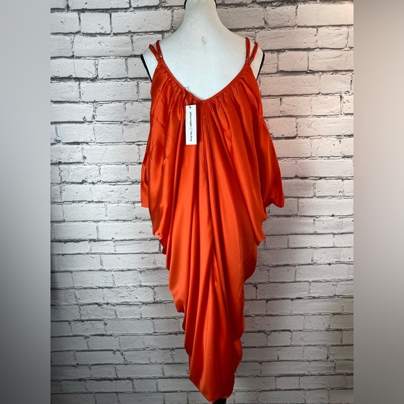The Drop Orange Side Cowl Dress Boho Caftan Kaftan Style Dress Size Medium NEW - Picture 8 of 16
